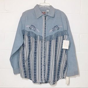 Vintage woman's Denim Shirt Light Blue sz20 (A17)